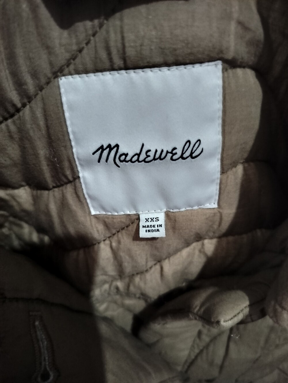 Madewell 100% Cotton Button Down Quilted Jacket in Olive Green - XXS (Small) - Picture 4 of 10